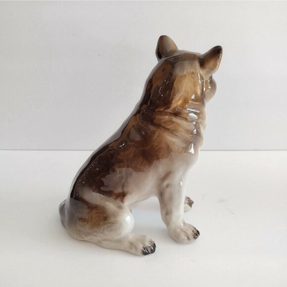 Vtg Glazed Ceramic Alaskan Malamute Husky German Shepard Dog Figurine Stamped - Picture 9 of 9